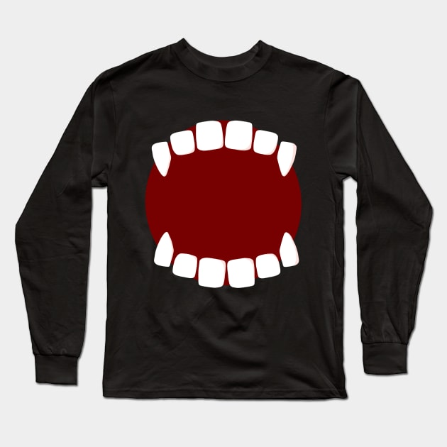 Dark Red Vampire Teeth Long Sleeve T-Shirt by bloomingviolets